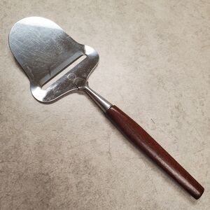 Vntg MCM Swedish Stainless Steel Cheese Slicer with Wooden Handle